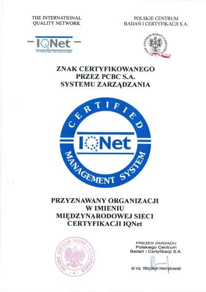 Certyfikat IQNET